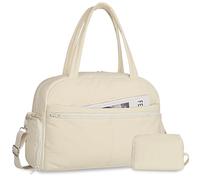 Sports Gym Bag for Women, Travel Duffle Bag with Shoe Compartment & Wet Pocket, Fitness Yoga Bag Weekender Overnight Bag Small, Z-Beige, Gym/Sports/Travel/Yoga