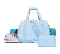 Sports Gym Bag for Women, Travel Duffle Bag with Shoe Compartment & Wet Pocket, Fitness Yoga Bag Weekender Overnight Bag Small, Blue, Gym / Travel