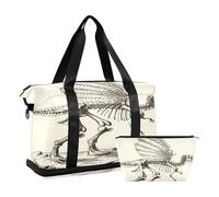 Sports Gym Bag Travel Duffel Bag Weekender Overnight Bag with Wet Pocket Shoes Compartment and Toiletry Bag Spinosaurus Skeleton Fossil for Woman Men