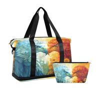 Sports Gym Bag Travel Duffel Bag Weekender Overnight Bag with Wet Pocket Shoes Compartment and Toiletry Bag Blue Red Eagles Face Sunflower for Woman Men