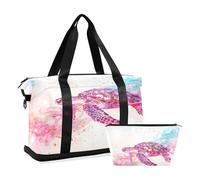 Sports Gym Bag Travel Duffel Bag Weekender Overnight Bag with Wet Pocket Shoes Compartment and Toiletry Bag Marine Turtle Jellyfish Innovative Page Design Soft Dr for Woman Men