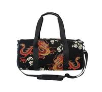 Sports Gym Bag Travel Duffel Bags for Women Men, Oriental Dragon Flower Girls Gymnastics Dance Bag, Weekend Overnight Bag, Fitness Workout Holdall Hospital Bag