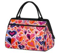 Sports Gym Bag Travel Duffle Bag, Colorful Abstract Love Heart Romance Valentine's Day Waterproof Weekender Carry On Tote Bags for Men Women
