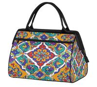 Sports Gym Bag Travel Duffle Bag, Colorful Mandala Retro Classic Chic Tribe Style Waterproof Weekender Carry On Tote Bags for Men Women