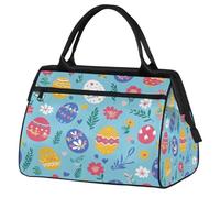Sports Gym Bag Travel Duffle Bag, Easter Colorful Eggs Waterproof Weekender Carry On Tote Bags for Men Women