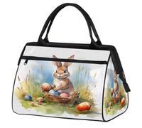Sports Gym Bag Travel Duffle Bag, Easter Egg Rabbit Basket Easter Waterproof Weekender Carry On Tote Bags for Men Women