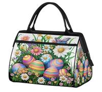Sports Gym Bag Travel Duffle Bag, Spring Colorful Easter Eggs Waterproof Weekender Carry On Tote Bags for Men Women