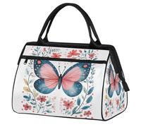 Sports Gym Bag Travel Duffle Bag, Spring Floral Pretty Butterfly Waterproof Weekender Carry On Tote Bags for Men Women