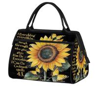 Sports Gym Bag Travel Duffle Bag, Sunflower Inspirational Quotes Waterproof Weekender Carry On Tote Bags for Men Women