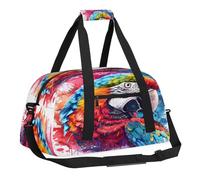 Sports Gym Bag with Front Zipper Pocket for School Practice or Overnight Travel Weekender Sleepover Tote Bag, Fierce Parrot, 18.9"L x 8.7"W x 7"10.6"H