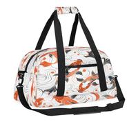 Sports Gym Bag with Front Zipper Pocket for School Practice or Overnight Travel Weekender Sleepover Tote Bag, Carp Leaping Dragon, 18.9"L x 8.7"W x 7"10.6"H