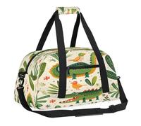 Sports Gym Bag with Front Zipper Pocket for School Practice or Overnight Travel Weekender Sleepover Tote Bag, Funny Crocodiles, 18.9"L x 8.7"W x 7"10.6"H
