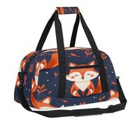 Sports Gym Bag with Front Zipper Pocket for School Practice or Overnight Travel Weekender Sleepover Tote Bag, Cute Red Fox, 18.9"L x 8.7"W x 7"10.6"H