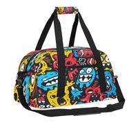 Sports Gym Bag with Front Zipper Pocket for School Practice or Overnight Travel Weekender Sleepover Tote Bag, Funny Monsters, 18.9"L x 8.7"W x 7"10.6"H