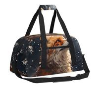 Sports Gym Bag with Front Zipper Pocket for School Practice or Overnight Travel Weekender Sleepover Tote Bag, Christmas Foxes, 18.9"L x 8.7"W x 7"10.6"H