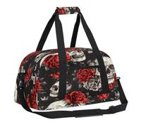 Sports Gym Bag with Front Zipper Pocket for School Practice or Overnight Travel Weekender Sleepover Tote Bag, Day of The Dead Skull, 18.9"L x 8.7"W x 7"10.6"H