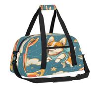 Sports Gym Bag with Front Zipper Pocket for School Practice or Overnight Travel Weekender Sleepover Tote Bag, Funny Dogs and Stars, 18.9"L x 8.7"W x 7"10.6"H