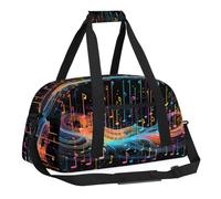 Sports Gym Bag with Front Zipper Pocket for School Practice or Overnight Travel Weekender Sleepover Tote Bag, Melodious Notes, 18.9"L x 8.7"W x 7"10.6"H