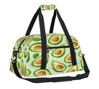 Sports Gym Bag with Front Zipper Pocket for School Practice or Overnight Travel Weekender Sleepover Tote Bag, Fruits Avocado, 18.9"L x 8.7"W x 7"10.6"H