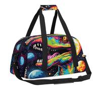 Sports Gym Bag with Front Zipper Pocket for School Practice or Overnight Travel Weekender Sleepover Tote Bag, Dinosaur Animals, 18.9"L x 8.7"W x 7"10.6"H