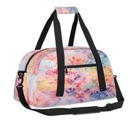 Sports Gym Bag with Front Zipper Pocket for School Practice or Overnight Travel Weekender Sleepover Tote Bag, Beautiful Flower Patterns, 18.9"L x 8.7"W x 7"10.6"H