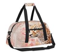 Sports Gym Bag with Front Zipper Pocket for School Practice or Overnight Travel Weekender Sleepover Tote Bag, Fierce Leopard, 18.9"L x 8.7"W x 7"10.6"H