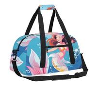 Sports Gym Bag with Front Zipper Pocket for School Practice or Overnight Travel Weekender Sleepover Tote Bag, Sea Mermaids, 18.9"L x 8.7"W x 7"10.6"H
