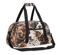 Sports Gym Bag with Front Zipper Pocket for School Practice or Overnight Travel Weekender Sleepover Tote Bag, Spotted Animal Puppy, 18.9"L x 8.7"W x 7"10.6"H