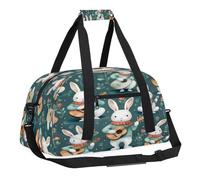 Sports Gym Bag with Front Zipper Pocket for School Practice or Overnight Travel Weekender Sleepover Tote Bag, Music - Animals, 18.9"L x 8.7"W x 7"10.6"H