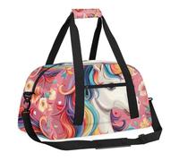 Sports Gym Bag with Front Zipper Pocket for School Practice or Overnight Travel Weekender Sleepover Tote Bag, Unicorn Rainbow Pony, 18.9"L x 8.7"W x 7"10.6"H