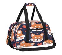 Sports Gym Bag with Front Zipper Pocket for School Practice or Overnight Travel Weekender Sleepover Tote Bag, Fox Puppy, 18.9"L x 8.7"W x 7"10.6"H