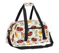Sports Gym Bag with Front Zipper Pocket for School Practice or Overnight Travel Weekender Sleepover Tote Bag, Animals Ladybugs, 18.9"L x 8.7"W x 7"10.6"H