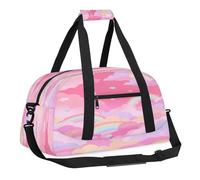Sports Gym Bag with Front Zipper Pocket for School Practice or Overnight Travel Weekender Sleepover Tote Bag, Rainbow Abstract, 18.9"L x 8.7"W x 7"10.6"H