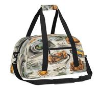 Sports Gym Bag with Front Zipper Pocket for School Practice or Overnight Travel Weekender Sleepover Tote Bag, Cartoon Airplane Cars, 18.9"L x 8.7"W x 7"10.6"H
