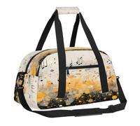 Sports Gym Bag with Front Zipper Pocket for School Practice or Overnight Travel Weekender Sleepover Tote Bag, Piano Notes, 18.9"L x 8.7"W x 7"10.6"H