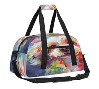 Sports Gym Bag with Front Zipper Pocket for School Practice or Overnight Travel Weekender Sleepover Tote Bag, Watercolor Cartoon Puppy, 18.9"L x 8.7"W x 7"10.6"H