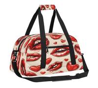 Sports Gym Bag with Front Zipper Pocket for School Practice or Overnight Travel Weekender Sleepover Tote Bag, Beautiful Lips, 18.9"L x 8.7"W x 7"10.6"H
