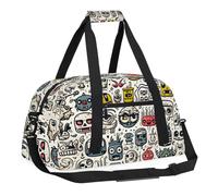 Sports Gym Bag with Front Zipper Pocket for School Practice or Overnight Travel Weekender Sleepover Tote Bag, Weird Picture Graffiti, 18.9"L x 8.7"W x 7"10.6"H