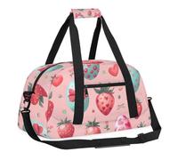 Sports Gym Bag with Front Zipper Pocket for School Practice or Overnight Travel Weekender Sleepover Tote Bag, Holiday Fruits Strawberry, 18.9"L x 8.7"W x 7"10.6"H
