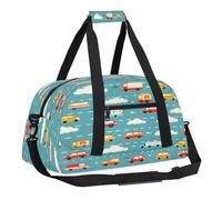 Sports Gym Bag with Front Zipper Pocket for School Practice or Overnight Travel Weekender Sleepover Tote Bag, Car Graffiti, 18.9"L x 8.7"W x 7"10.6"H