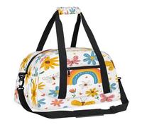 Sports Gym Bag with Front Zipper Pocket for School Practice or Overnight Travel Weekender Sleepover Tote Bag, Rainbow Butterfly Flower, 18.9"L x 8.7"W x 7"10.6"H