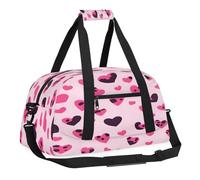 Sports Gym Bag with Front Zipper Pocket for School Practice or Overnight Travel Weekender Sleepover Tote Bag, Red Pink Love Hear, 18.9"L x 8.7"W x 7"10.6"H