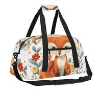 Sports Gym Bag with Front Zipper Pocket for School Practice or Overnight Travel Weekender Sleepover Tote Bag, Fox In The Bush, 18.9"L x 8.7"W x 7"10.6"H
