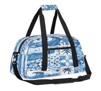 Sports Gym Bag with Front Zipper Pocket for School Practice or Overnight Travel Weekender Sleepover Tote Bag, Coastal Sea Animal, 18.9"L x 8.7"W x 7"10.6"H