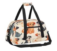Sports Gym Bag with Front Zipper Pocket for School Practice or Overnight Travel Weekender Sleepover Tote Bag, Doggy Doodle, 18.9"L x 8.7"W x 7"10.6"H