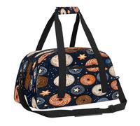 Sports Gym Bag with Front Zipper Pocket for School Practice or Overnight Travel Weekender Sleepover Tote Bag, Donut Stars, 18.9"L x 8.7"W x 7"10.6"H