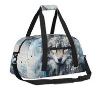 Sports Gym Bag with Front Zipper Pocket for School Practice or Overnight Travel Weekender Sleepover Tote Bag, Wolves Of The Ice And Snow, 18.9"L x 8.7"W x 7"10.6"H