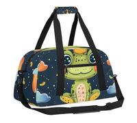 Sports Gym Bag with Front Zipper Pocket for School Practice or Overnight Travel Weekender Sleepover Tote Bag, Rainbow Frog, 18.9"L x 8.7"W x 7"10.6"H