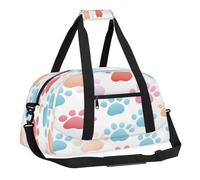 Sports Gym Bag with Front Zipper Pocket for School Practice or Overnight Travel Weekender Sleepover Tote Bag, Animal Dog Paws Colored, 18.9"L x 8.7"W x 7"10.6"H