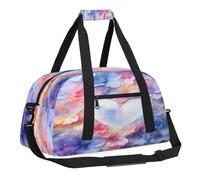 Sports Gym Bag with Front Zipper Pocket for School Practice or Overnight Travel Weekender Sleepover Tote Bag, Blue Heart Pattern, 18.9"L x 8.7"W x 7"10.6"H